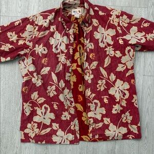 USC  reyn spooner Hawaiian Floral Short-Sleeve Button-Down Shirt